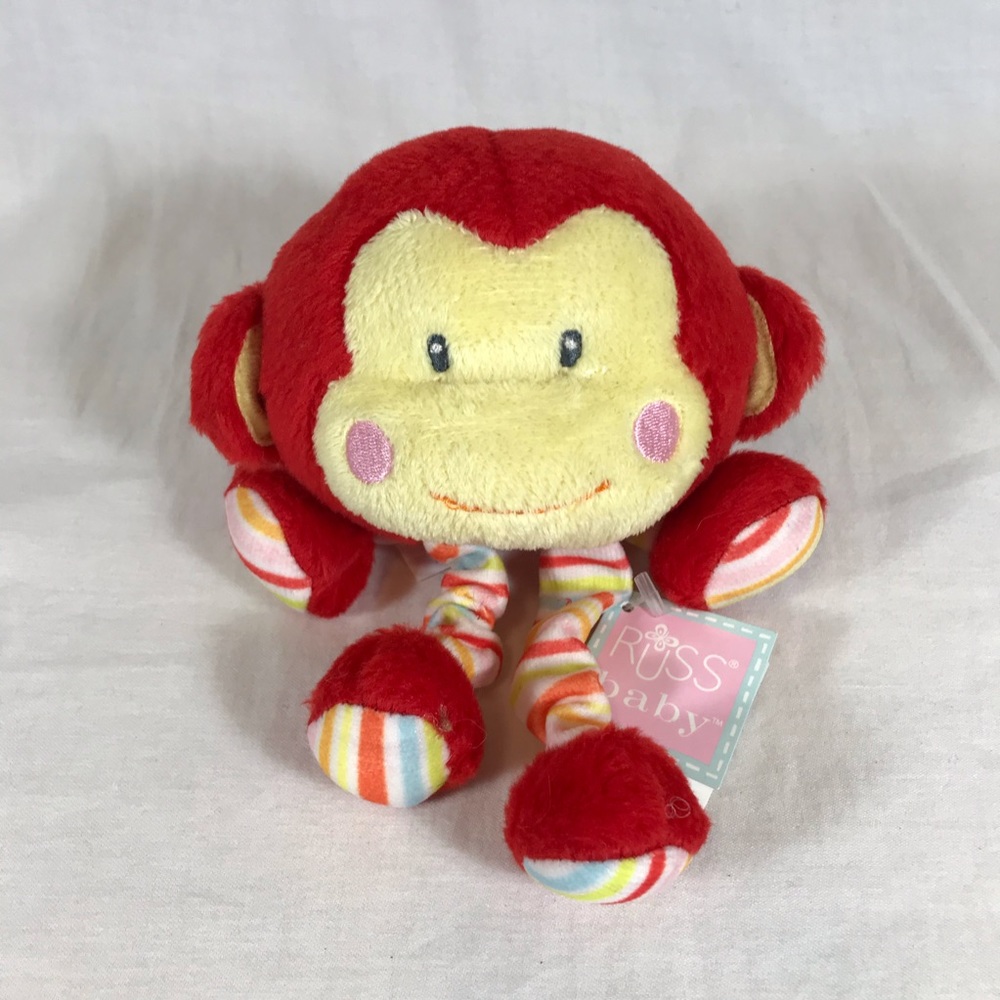 Monkey Baby Gift Set Plush Booties Rattle & Toy - Picture 4 of 8